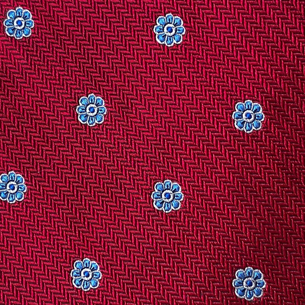 Men's Brooks Brothers 100% Silk Tie Red Blue Floral Flowers 58 in length #490